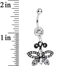 将图片加载到图库查看器,Clear Gem Sublime Sparkling Black Butterfly Dangle Belly Ring