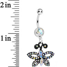 Load image into Gallery viewer, Aurora Gem Sublime Sparkling Black Butterfly Dangle Belly Ring
