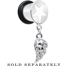 Load image into Gallery viewer, Clear Gem Angel Wing and White Star Single Flare Dangle Plug Sizes 5mm to 14mm