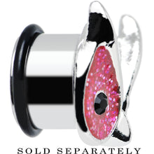 Load image into Gallery viewer, 9/16 Pink Glitter Festive Owl Single Flare Steel Plug