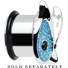 Load image into Gallery viewer, 9/16 Aqua Glitter Festive Owl Single Flare Steel Plug