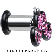 Load image into Gallery viewer, 4G Pink Gem Paved Fancy Mustache Single Flare Steel Plug