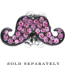Load image into Gallery viewer, 2G Pink Gem Paved Fancy Mustache Single Flare Steel Plug