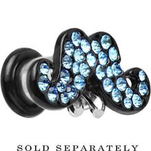 Load image into Gallery viewer, 2G Aqua Gem Paved Fancy Mustache Single Flare Steel Plug