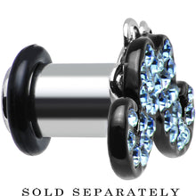 Load image into Gallery viewer, 2G Aqua Gem Paved Fancy Mustache Single Flare Steel Plug