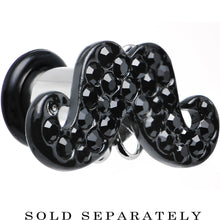 Load image into Gallery viewer, 2G Black Gem Paved Fancy Mustache Single Flare Steel Plug