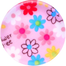 Load image into Gallery viewer, 24mm Acrylic Pink Multicolored Flower Power Saddle Plug