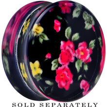 Load image into Gallery viewer, 24mm Acrylic Black Multicolored Old Fashioned Flowers Saddle Plug