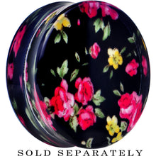 Load image into Gallery viewer, 34mm Acrylic Black Multicolored Old Fashioned Flowers Saddle Plug
