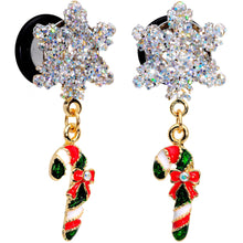 Load image into Gallery viewer, 0G Snowflake and Candy Cane Christmas Single Flare Dangle Plug Set