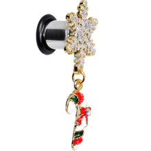 Load image into Gallery viewer, 0G Snowflake and Candy Cane Christmas Single Flare Dangle Plug Set