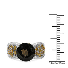 Load image into Gallery viewer, 3.78 Carat Genuine Smoky Quartz & Citrine .925 Sterling Silver Ring