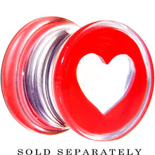 Load image into Gallery viewer, 00G Clear Red Acrylic Adoring Heart Saddle Plug