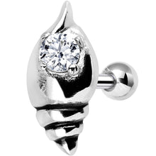 Load image into Gallery viewer, 925 Sterling Silver Clear Gem Glossy Seashell Tragus Cartilage Earring