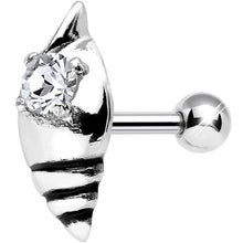 Load image into Gallery viewer, 925 Sterling Silver Clear Gem Glossy Seashell Tragus Cartilage Earring