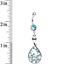 Load image into Gallery viewer, Aqua Cubic Zirconia Bubbling Snake Dangle Belly Ring