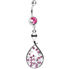 Load image into Gallery viewer, Pink Cubic Zirconia Bubbling Snake Dangle Belly Ring