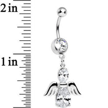Load image into Gallery viewer, Clear Cubic Zirconia Bowling with My Angel Dangle Belly Ring