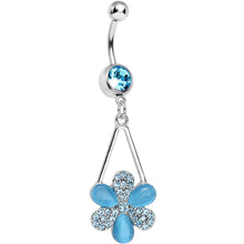 将图片加载到图库查看器,Aqua Gem Twinkling Crystal Pinwheel Flower Dangle Belly Ring