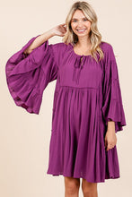 Load image into Gallery viewer, Frill Tie Neck Bell Sleeve Dress For Women – Elegant, Chic and Feminine Dress with Playful Frills and Bell Sleeves