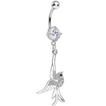Load image into Gallery viewer, Clear Cubic Zirconia Riding the Jetstream Bird Dangle Belly Ring