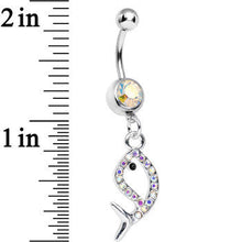 Load image into Gallery viewer, Aurora Gem Companion of Neptune Fish Dangle Belly Ring
