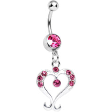 将图片加载到图库查看器,Pink Gem Fanciful Arched Heart Dangle Belly Ring
