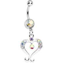 Load image into Gallery viewer, Aurora Gem Fanciful Arched Heart Dangle Belly Ring
