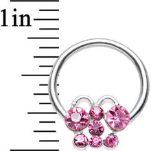 Load image into Gallery viewer, 14G 7/16 Pink Gem Brilliant Butterfly BCR Captive Ring