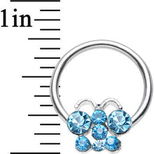 Load image into Gallery viewer, 14G 7/16 Aqua Gem Brilliant Butterfly BCR Captive Ring