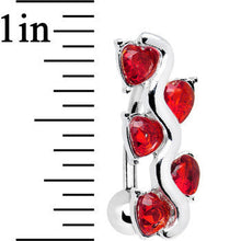 Load image into Gallery viewer, Red Gem Cluster of Hearts Top Mount Belly Ring