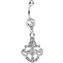 Load image into Gallery viewer, Clear Gem Shimmering Divine Fan Dangle Belly Ring