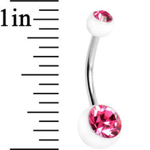 Load image into Gallery viewer, Pink Cubic Zirconia Clear Acrylic Dual Dazzle Belly Ring