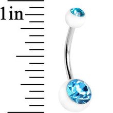 Load image into Gallery viewer, Aqua Cubic Zirconia Clear Acrylic Dual Dazzle Belly Ring