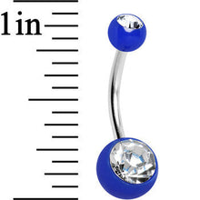 Load image into Gallery viewer, Clear Cubic Zirconia Blue Acrylic Color Blast Belly Ring