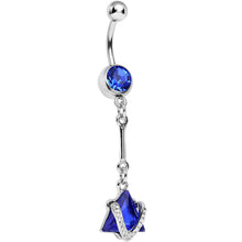 Load image into Gallery viewer, Blue Cubic Zirconia Glamorous Pyramid Dangle Belly Ring