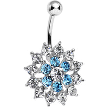 Load image into Gallery viewer, Aqua Clear Cubic Zirconia Beauteous Blooming Flower Belly Ring
