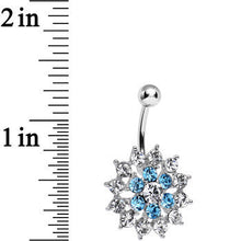 Load image into Gallery viewer, Aqua Clear Cubic Zirconia Beauteous Blooming Flower Belly Ring