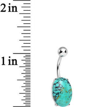 Load image into Gallery viewer, Aqua Turquoise Elliptical Belly Ring