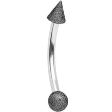 Load image into Gallery viewer, 16G 3/8 Black Sandblasted Steel Curved Eyebrow Ring 3mm Cone