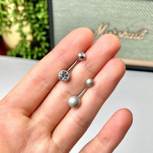 Load image into Gallery viewer, 14G 1/2 Silver Sandblasted Steel Belly Ring 5mm and 8mm Ball