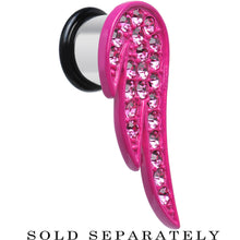 Load image into Gallery viewer, 1/2 Pink Gem Brilliant Angel Wing Single Flare Steel Plug