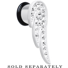 Load image into Gallery viewer, 1/2 Clear Gem Brilliant Angel Wing Single Flare Steel Plug