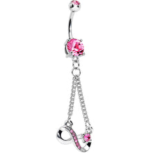 Load image into Gallery viewer, Pink Cubic Zirconia Dazzling Infinity Symbol Dangle Belly Ring