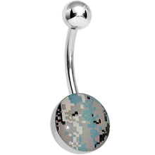 Load image into Gallery viewer, Green and Brown Pixilated Camouflage Belly Ring