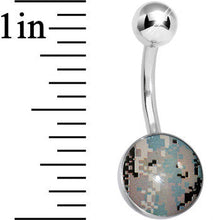 Load image into Gallery viewer, Green and Brown Pixilated Camouflage Belly Ring