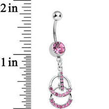 将图片加载到图库查看器,Pink Gem Double Ring of Bling Dangle Belly Ring