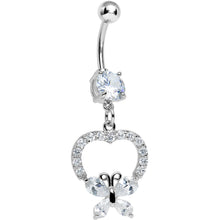 Load image into Gallery viewer, Clear Gem Hollow Heart Beautiful Butterfly Dangle Belly Ring