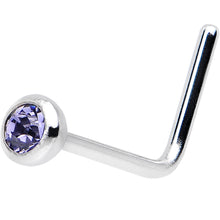 Load image into Gallery viewer, 20G Purple Gem Stainless Steel L-Shaped Nose Ring 1/4