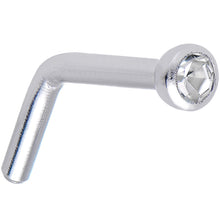 Load image into Gallery viewer, 18G Clear Gem Stainless Steel L-Shaped Nose Ring 1/4